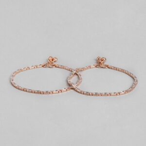 Delicate Rose Gold Plated American Diamond Studded Anklets for Women