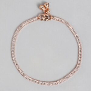 Rose Gold Plated American Diamond Studded Delicate Anklets for Women