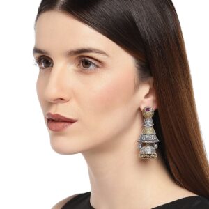 German silver two tone Dangle earrings with jhumki
