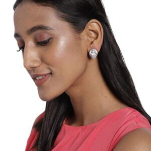 Silver-Plated CZ & AD Studded Handcrafted Drop Earrings