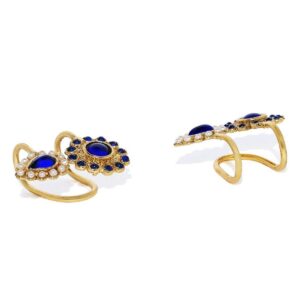 Traditional Sapphire and Pearl Embellished Ear Cuffs for Women