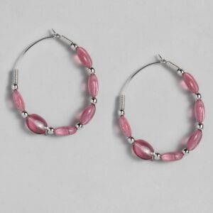 AccessHer Silver-plated Pink Hoop Earrings