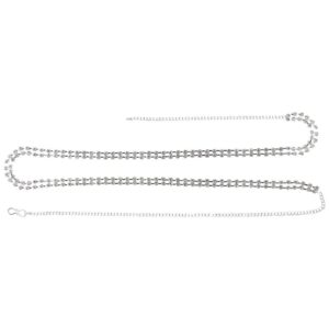 Silver-Plated Delicate Double Line Rhinestones Studded Waist Belt Kamarbandh for Women
