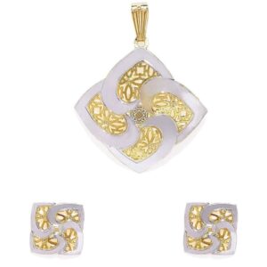 AccessHer 22k Gold Plated CNC Necklace Set With Italian Jewellery-NS0619AB3SG2