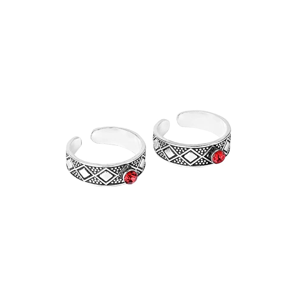 AccessHer 92.5 - 925 Red Color Sterling Silver Toe rings for