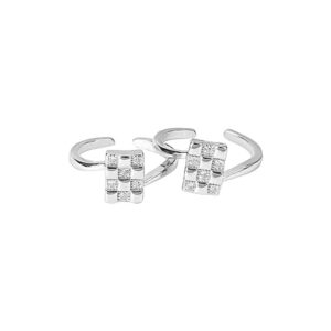 AccessHer Sterling Silver Checker Pattern Toe rings