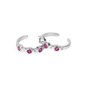 AccessHer Sterling Silver Pretty Pink Bezel Toe rings