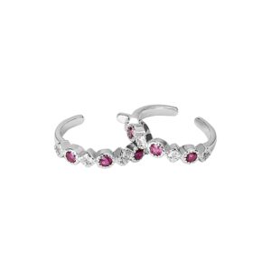 AccessHer Sterling Silver Ruby White Toe rings.