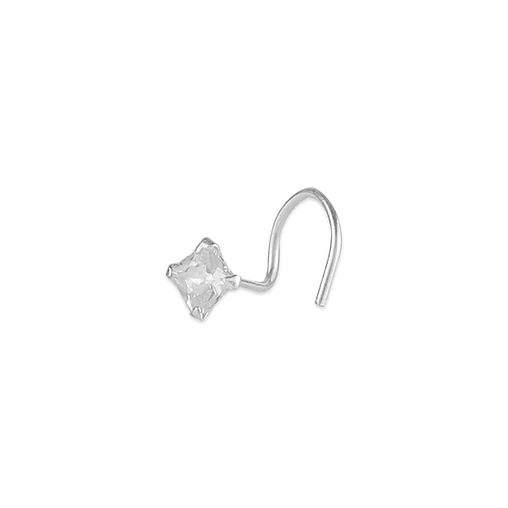 AccessHer 92.5-925 sterling Silver square stone nose pin for