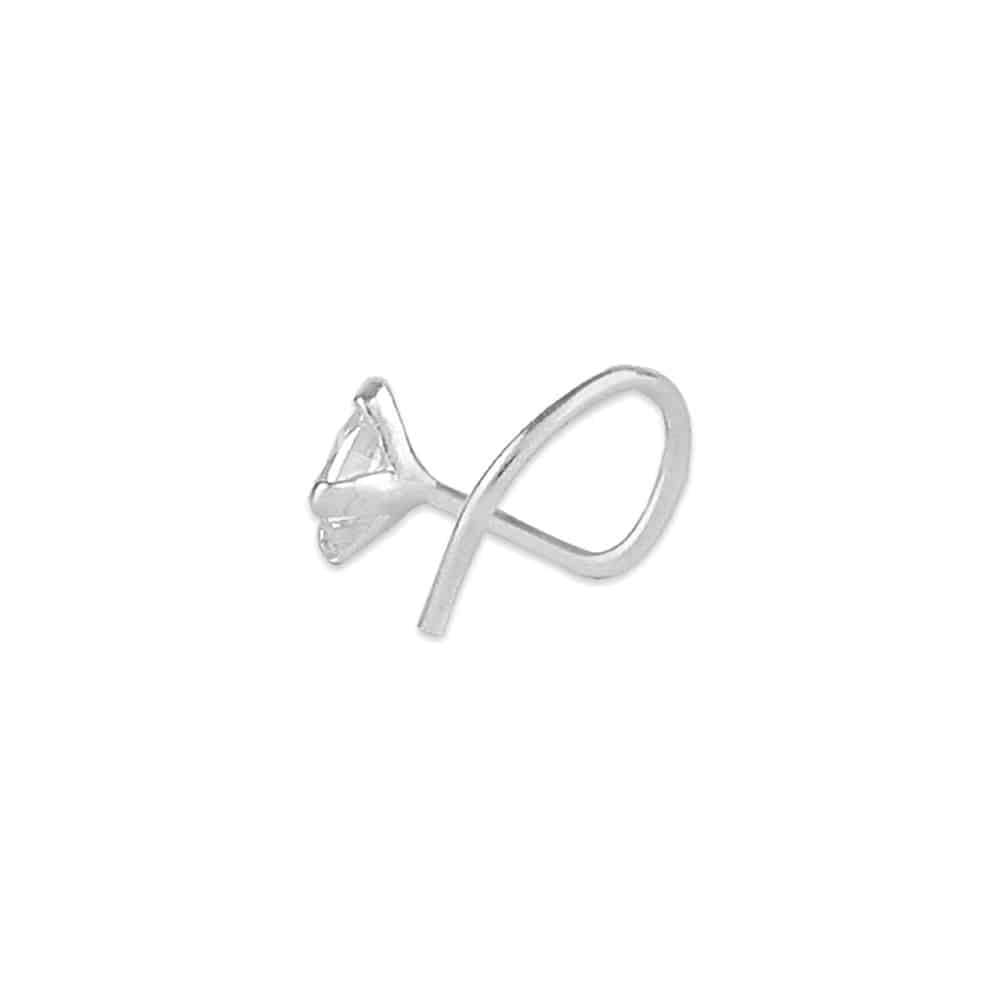 AccessHer 92.5-925 sterling Silver square stone nose pin for