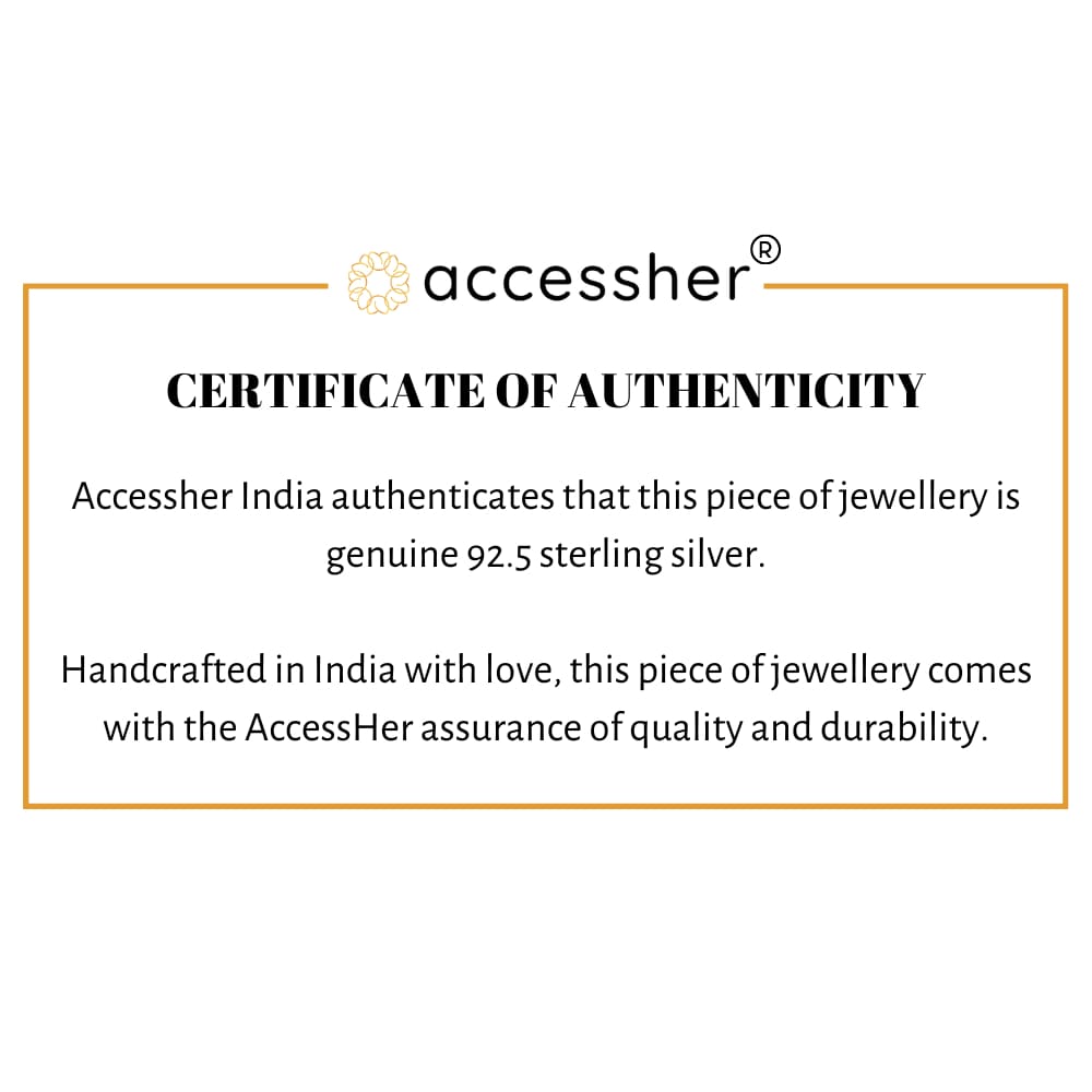 AccessHer 92.5/925 Sterling Silver Checkered white stone
