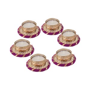 AccessHer Acrylic Rangoli for Floor/Table Decoration with 6 Tea-Light Candle for Diwali for Home décor-Diwalirt33PK1_6