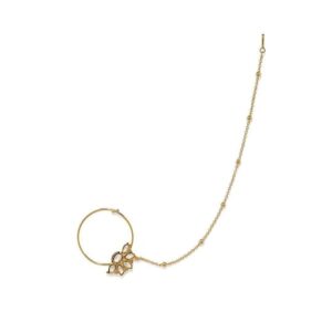Accessher AD Nose Ring with Pearl Layered Chain