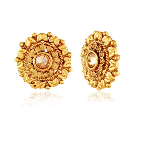 ACCESSHER Copper Antique Geometrics Rajwadi Stud Earrings-
