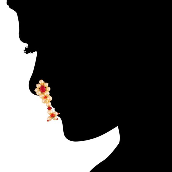 ACCESSHER Copper Maharashtrian Pearl Nose Pin for Women