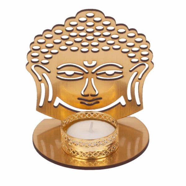 AccessHer Diwali Decor 2 Metal Buddha Shadow Tealight Candle
