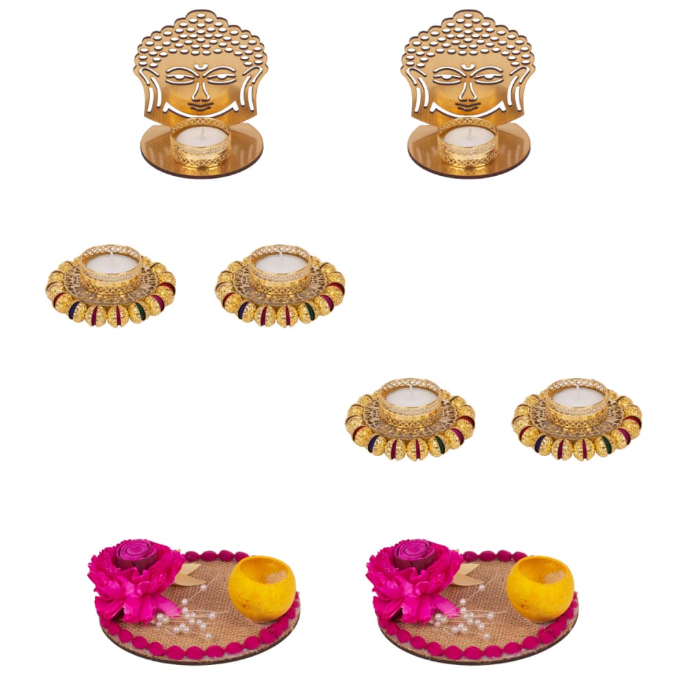 AccessHer Diwali Decoration Pearl Telight Candle Holders