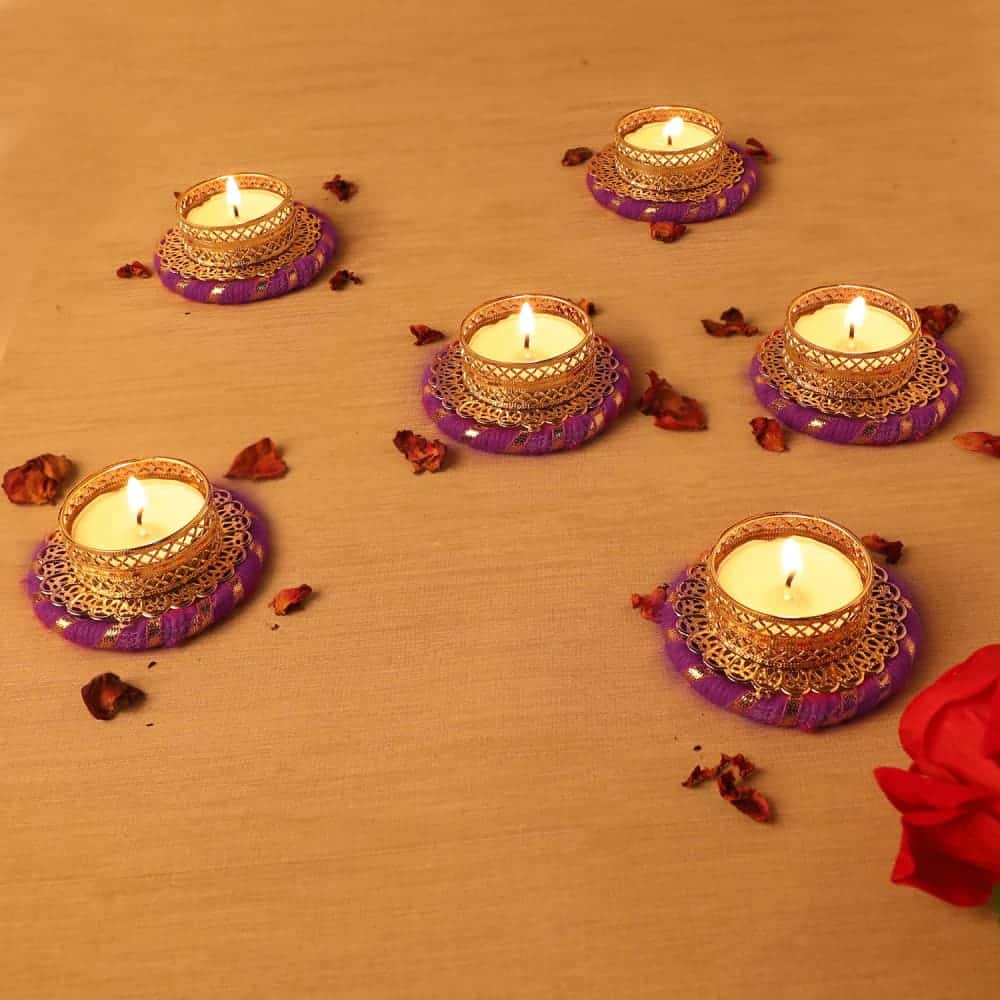 AccessHer Diwali Diya Tealight Candle Holder with Ganpati