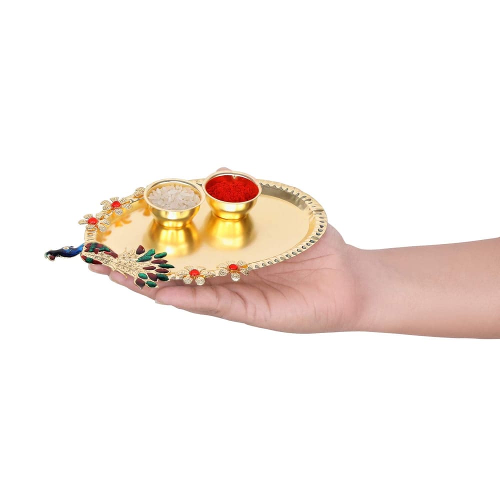 AccessHer Elegant Gold Rakhi Gift Set with Acrylic Pooja