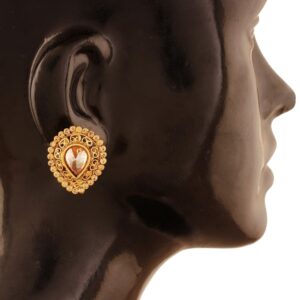 AccessHer Ethnic Tilak Shaped Antique Gold Stud Earrings for Women