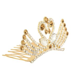 AccessHer Girls Bridal Crystal Tiara Rhinestone Crown with Comb Pin for Wedding Party-CP0318GC9522GLCT