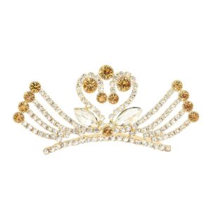 AccessHer Girls Bridal Crystal Tiara Rhinestone Crown with Comb Pin for Wedding Party-CP0318GC9522GLCT
