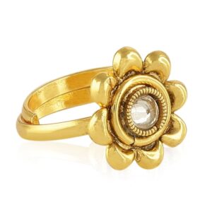 AccessHer Gold Color Copper Material Flower shaped Toe ring-TOR0518KJ9759G2