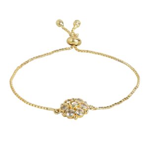 Accessher Gold plated Adjustable delicate chain AD bracelet for women and girls -BR0921D1SR22GW