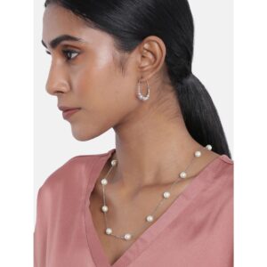 Accessher Gold-plated contemporary western long chain necklace with Hoop Earrings