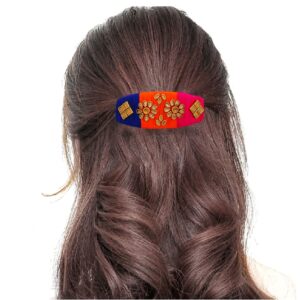 ACCESSHER Gold Plated Designer Multicolor Back Hair Clips with Rhinestone for Women-HP0318GC06GM