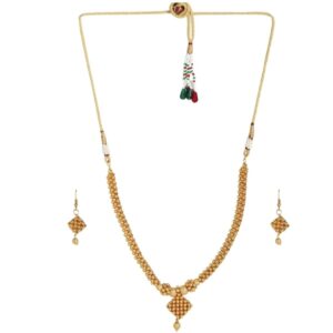 Accessher Gold plated handcrafted thushi necklace Jewellery set for women
