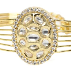 Accessher Gold plated kundan cuff For women And Girls