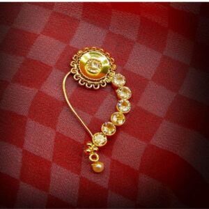 AccessHer Gold Plated Nath with Rinhostones for Women and Girls