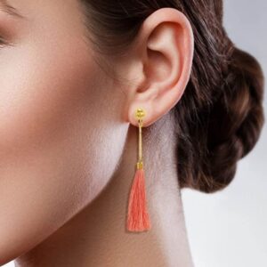 AccessHer Gold Plated Peach Tassle Dangler Earrings for Women and Girls