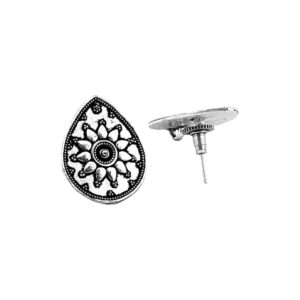 AccessHer High Quality Oxidised Silver Stylish Alloy Stud Earrings for Women