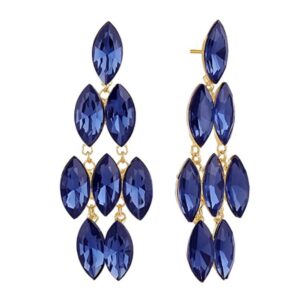 AccessHer Monotone royal blue crystal dangle earrings for women and girls