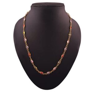 AccessHer Multicolor AD Crystal Gold Chain for Women