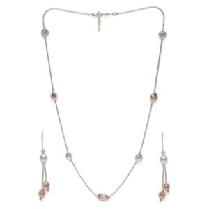 AccessHer Rose Gold-Toned 92.5 Sterling Silver-Plated Handcrafted Jewellery Set-NS0121VS15S23