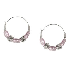 Accessher Silver plated Pink Hoops for women and girls