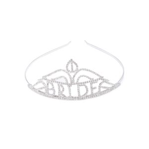 Accessher Silver-Toned BRIDE Crown Hair Band or women a