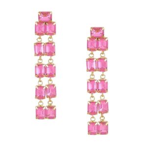 AccessHer Stylish Pink Crystal Dangle Earrings for Women and Girls