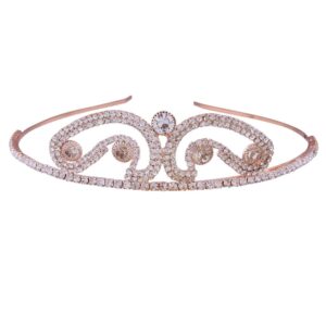 AccessHer Wedding Collection, Rhinestone Studded Golden Metal Hair Band Crown Hair Accessory for Girls and Women-HB0118GC9507GW