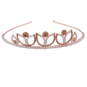 AccessHer Wedding Collection, Rhinestone Studded Golden Metal Hair Band Crown Hair Accessory for Girls and Women-HB0118GC9502GLCT