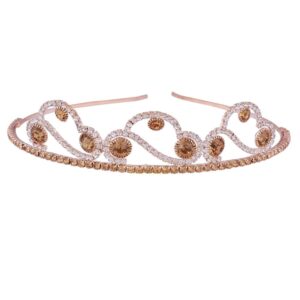 AccessHer Wedding Collection, Rhinestone Studded Golden Metal Hair Band Crown Hair Accessory for Girls and Women-HB0118GC9504GLCT