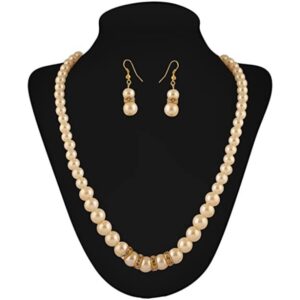 ACCESSHER White Pearls Necklace Set for Women