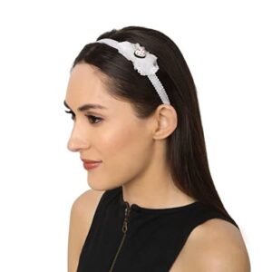Accessher Women Handcrafted White Designer Floral Hairband For Girls and Women