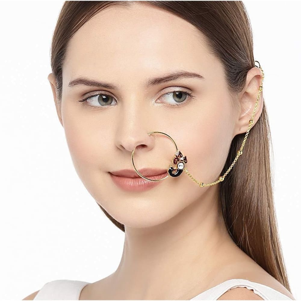 Chic CZ Inlaid Floral Stone Nose Piercing Nose Hoop – ArtGalleryZen