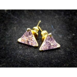 American Diamond Crystal Pink Triangle Studs Earrings