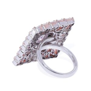 American Diamond Studded Rose Gold Plated Finger Ring for Women