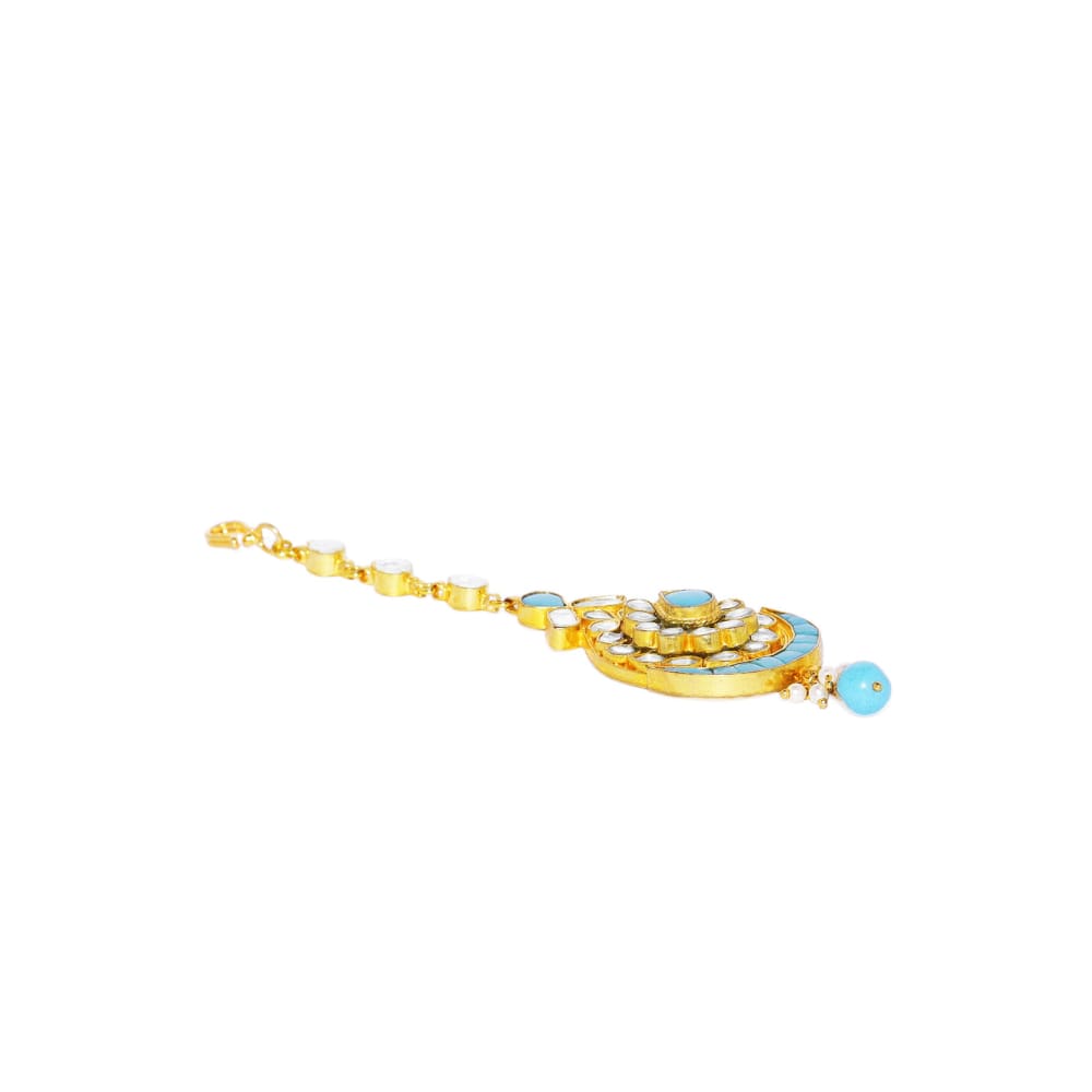 AccessHer Antique Ethnic Gold Maang Tikka for Women-